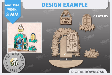 Tooth Fairy Door Laser Cut. Kids Room Decoration SVG SVG Evgenyia Guschina 