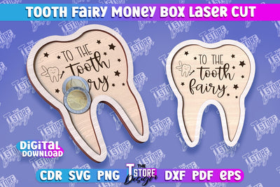 Tooth Fairy Money Box | Money Holder Laser Cut Design | Greeting Cards | CNC File SVG The T Store Design 