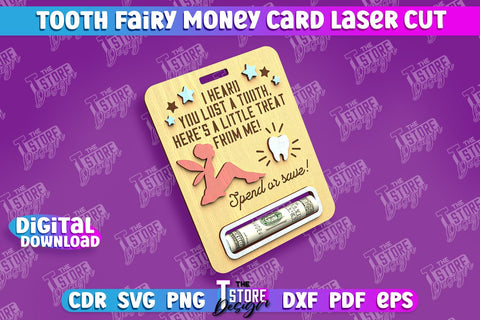 Tooth Fairy Money Card Bundle | Childs Greeting Cards | Money Holder | CNC File SVG The T Store Design 