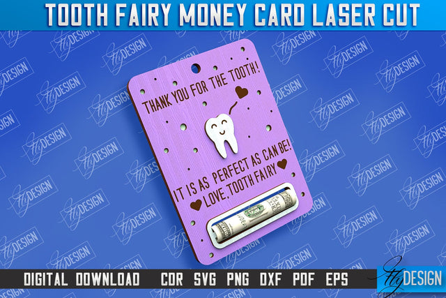 Tooth Fairy Money Card | Childs Greeting Cards | Money Holder | CNC File SVG Fly Design 