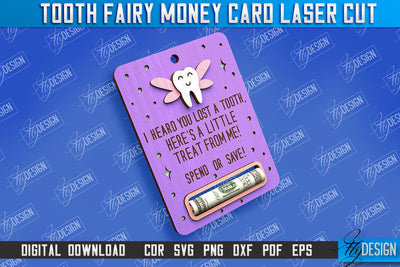 Tooth Fairy Money Card | Childs Greeting Cards | Money Holder | CNC File SVG Fly Design 