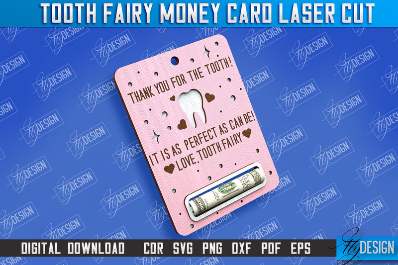 Tooth Fairy Money Card | Childs Greeting Cards | Money Holder | CNC File SVG Fly Design 