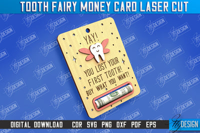 Tooth Fairy Money Card | Childs Greeting Cards | Money Holder | CNC File SVG Fly Design 