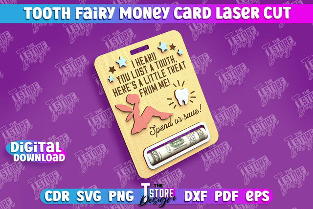 Tooth Fairy Money Card | Childs Greeting Cards | Money Holder | CNC File SVG The T Store Design 