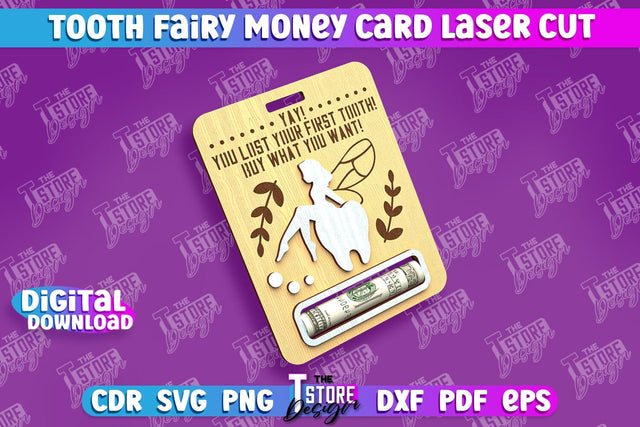 Tooth Fairy Money Card | Childs Greeting Cards | Money Holder | CNC File SVG The T Store Design 