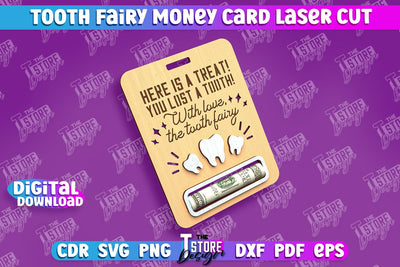 Tooth Fairy Money Card | Childs Greeting Cards | Money Holder | CNC File SVG The T Store Design 
