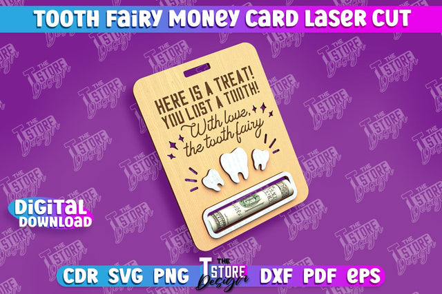 Tooth Fairy Money Card | Childs Greeting Cards | Money Holder | CNC File SVG The T Store Design 