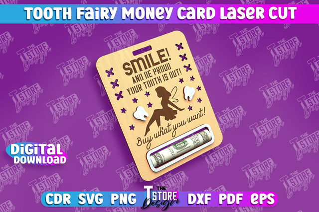 Tooth Fairy Money Card | Childs Greeting Cards | Money Holder | CNC File SVG The T Store Design 