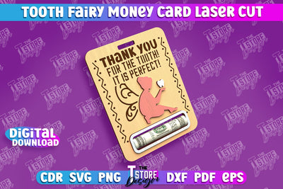 Tooth Fairy Money Card | Childs Greeting Cards | Money Holder | CNC File SVG The T Store Design 