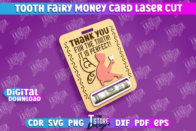 Tooth Fairy Money Card | Childs Greeting Cards | Money Holder | CNC File SVG The T Store Design 
