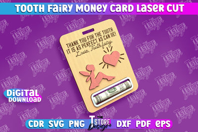 Tooth Fairy Money Card | Childs Greeting Cards | Money Holder | CNC File SVG The T Store Design 