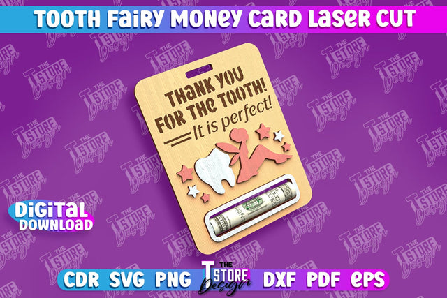 Tooth Fairy Money Card | Childs Greeting Cards | Money Holder | CNC File SVG The T Store Design 