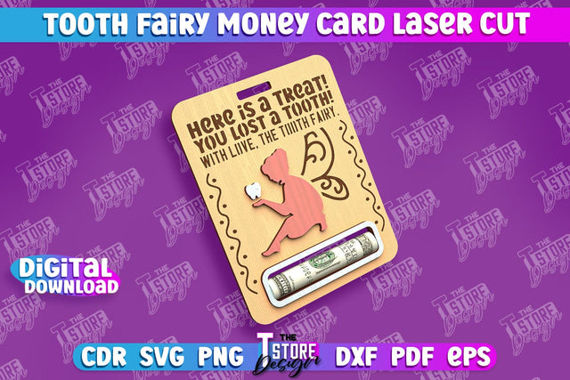 Tooth Fairy Money Card | Childs Greeting Cards | Money Holder | CNC File SVG The T Store Design 