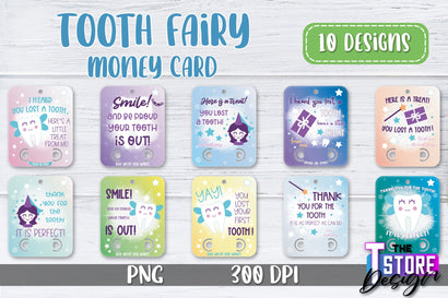 Tooth Fairy Money Card PNG Design Bundle | Tooth Fairy Money Holder | Kids PNG Sublimation The T Store Design 