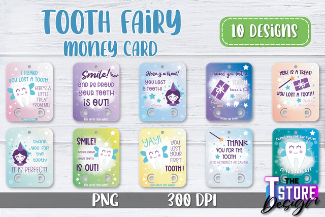 Tooth Fairy Money Card PNG Design Bundle | Tooth Fairy Money Holder | Kids PNG Sublimation The T Store Design 