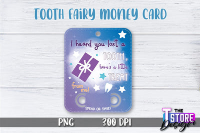 Tooth Fairy Money Card PNG Design | Tooth Fairy Money Holder | Kids PNG Sublimation The T Store Design 