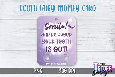 Tooth Fairy Money Card PNG Design | Tooth Fairy Money Holder | Kids PNG Sublimation The T Store Design 