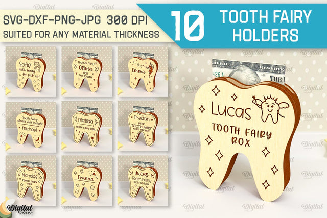 Tooth Fairy Money Holders Laser Cut Bundle SVG Evgenyia Guschina 