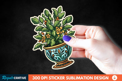 Topiary Pot Sticker Clipart Sublimation Regulrcrative 