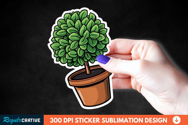 Topiary Pot Sticker Clipart Sublimation Regulrcrative 
