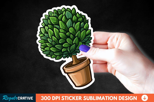 Topiary Pot Sticker Clipart Sublimation Regulrcrative 