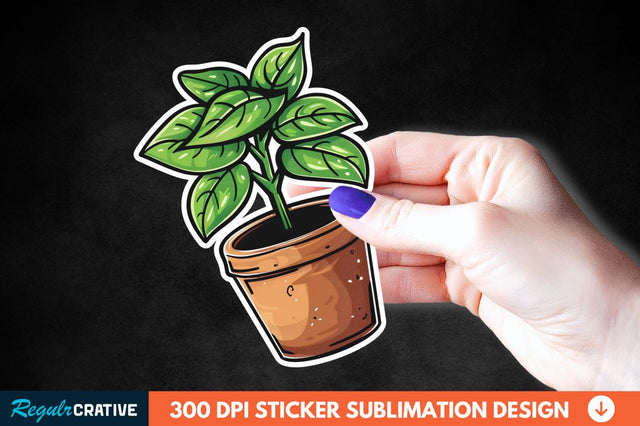 Topiary Pot Sticker Clipart Sublimation Regulrcrative 