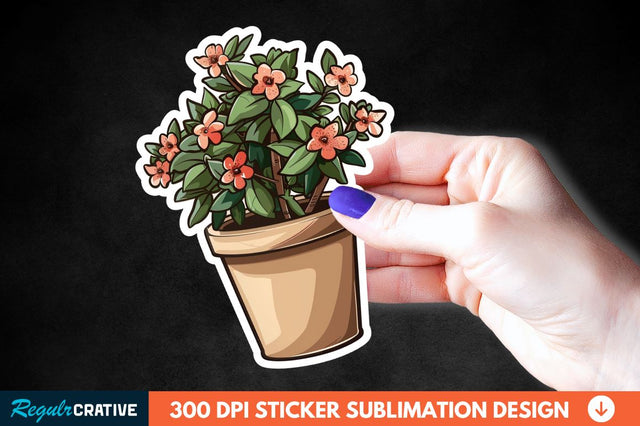Topiary Pot Sticker Clipart Sublimation Regulrcrative 