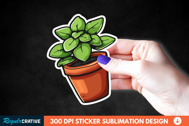Topiary Pot Sticker Clipart Sublimation Regulrcrative 