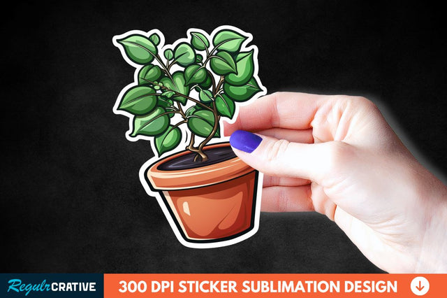 Topiary Pot Sticker Clipart Sublimation Regulrcrative 