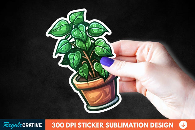 Topiary Pot Sticker Clipart Sublimation Regulrcrative 