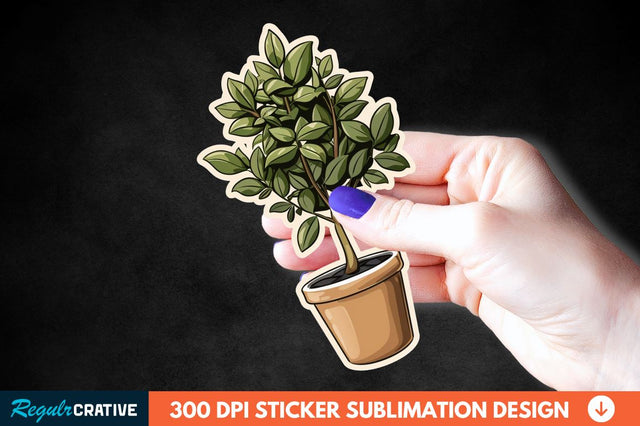 Topiary Pot Sticker Clipart Sublimation Regulrcrative 
