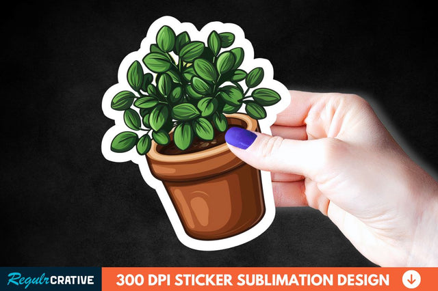 Topiary Pot Sticker Clipart Sublimation Regulrcrative 