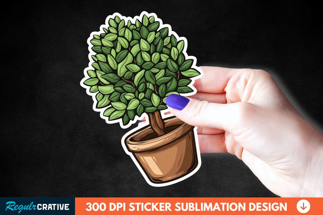 Topiary Pot Sticker Clipart Sublimation Regulrcrative 
