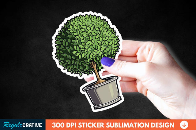 Topiary Pot Sticker Clipart Sublimation Regulrcrative 