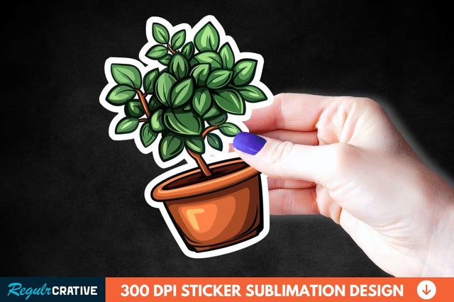 Topiary Pot Sticker Clipart Sublimation Regulrcrative 
