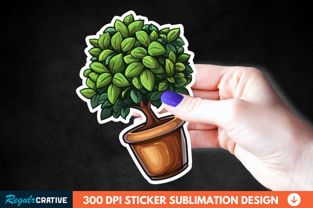 Topiary Pot Sticker Clipart Sublimation Regulrcrative 