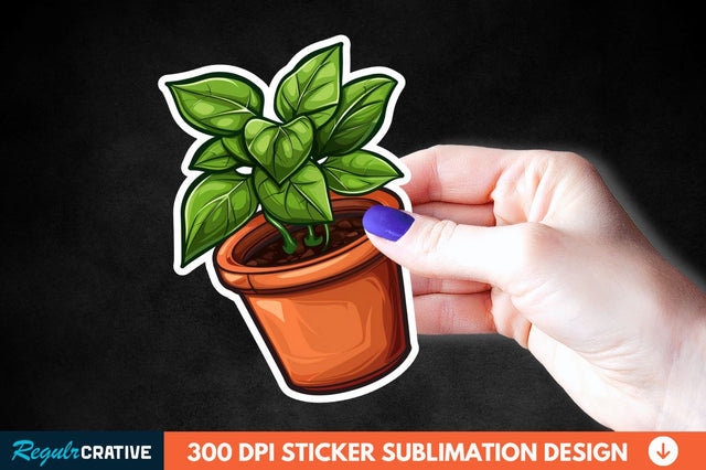 Topiary Pot Sticker Clipart Sublimation Regulrcrative 