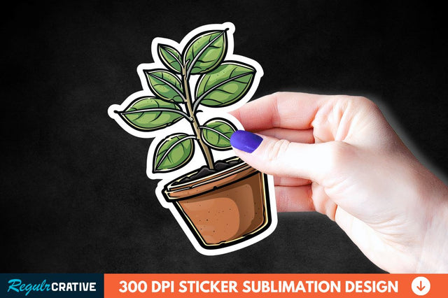 Topiary Pot Sticker Clipart Sublimation Regulrcrative 