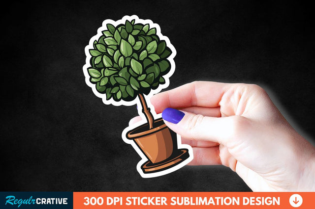 Topiary Pot Sticker Clipart Sublimation Regulrcrative 