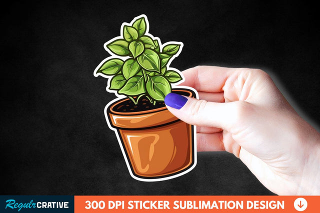 Topiary Pot Sticker Clipart Sublimation Regulrcrative 