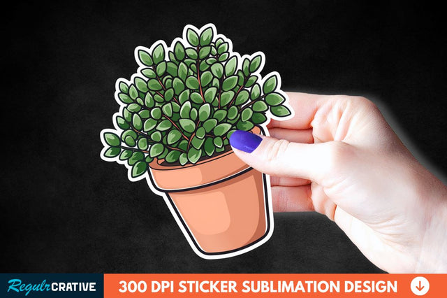 Topiary Pot Sticker Clipart Sublimation Regulrcrative 