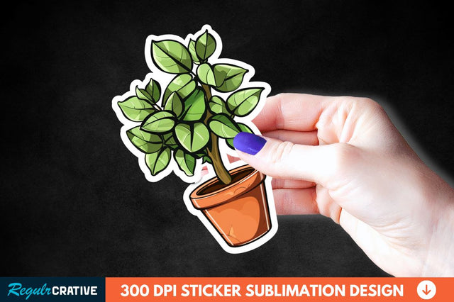 Topiary Pot Sticker Clipart Sublimation Regulrcrative 