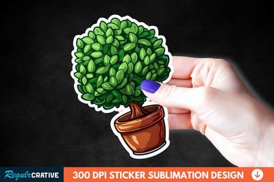 Topiary Pot Sticker Clipart Sublimation Regulrcrative 