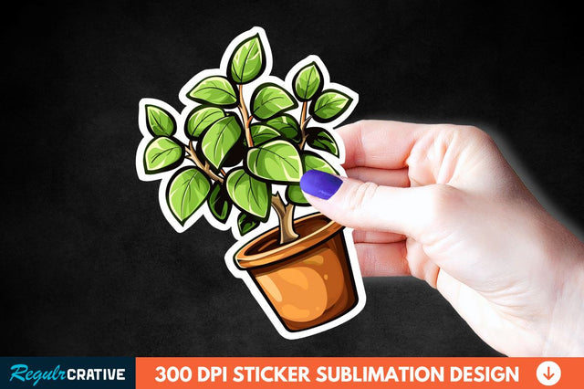 Topiary Pot Sticker Clipart Sublimation Regulrcrative 