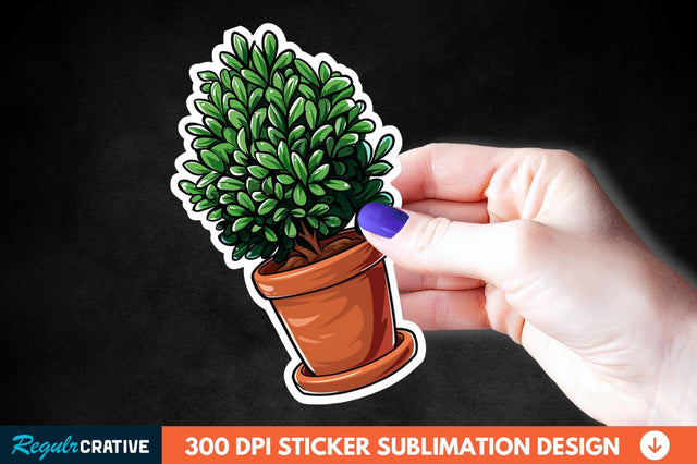 Topiary Pot Sticker Clipart Sublimation Regulrcrative 