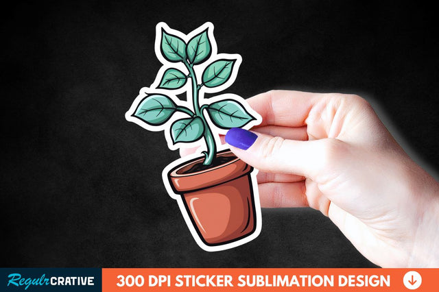 Topiary Pot Sticker Clipart Sublimation Regulrcrative 