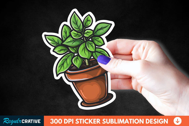 Topiary Pot Sticker Clipart Sublimation Regulrcrative 