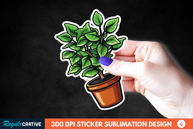 Topiary Pot Sticker Clipart Sublimation Regulrcrative 