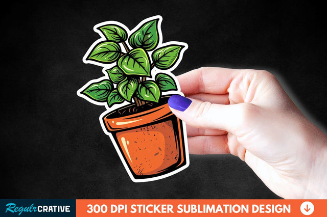 Topiary Pot Sticker Clipart Sublimation Regulrcrative 