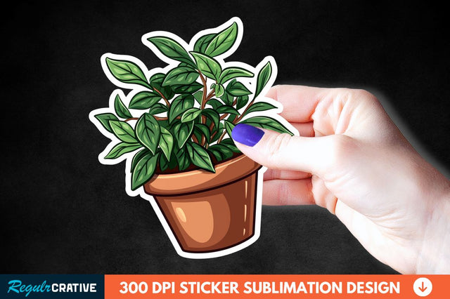 Topiary Pot Sticker Clipart Sublimation Regulrcrative 